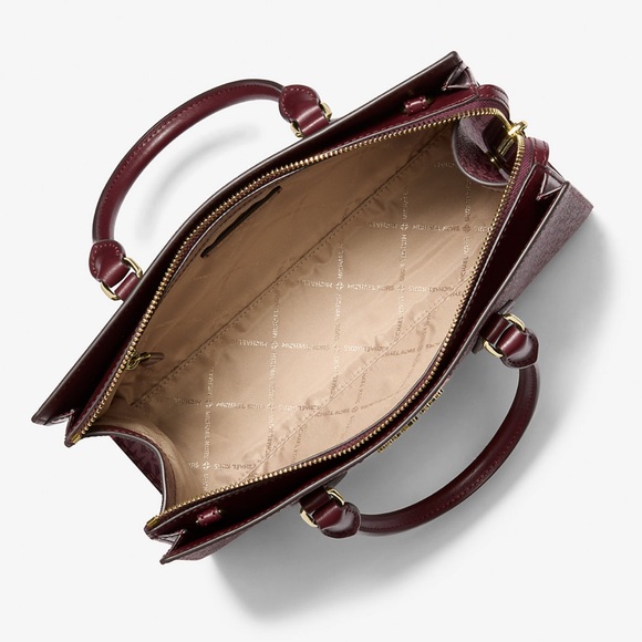 Michael Kors Sheila Medium Signature Logo and Metallic Satchel Crossbody Center - Picture 6 of 16